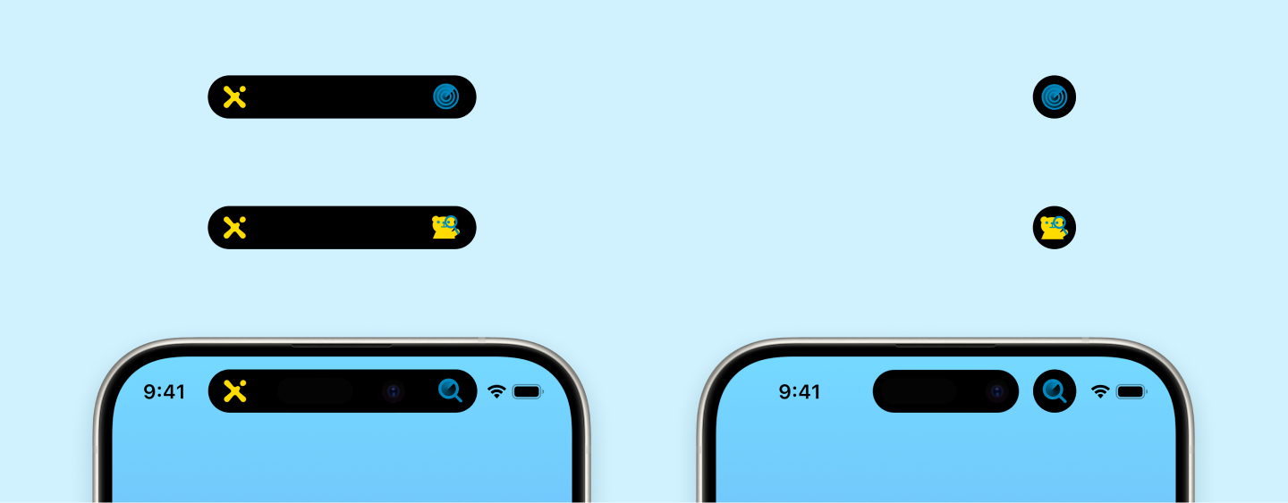 Compact and minimal Dynamic Island views explorations