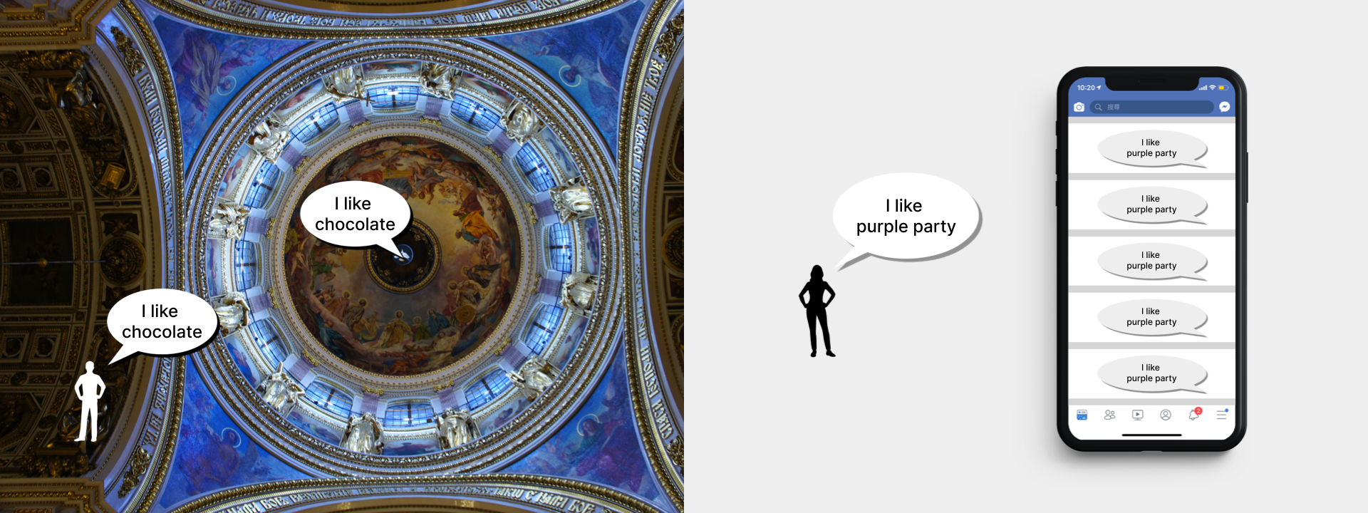 A dome and social media app echoes user's own opinions.